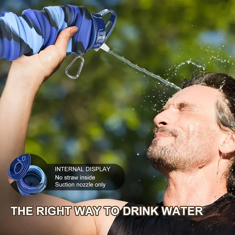 Foldable Silicone Water Bottle 500ML | Leakproof BPA Free