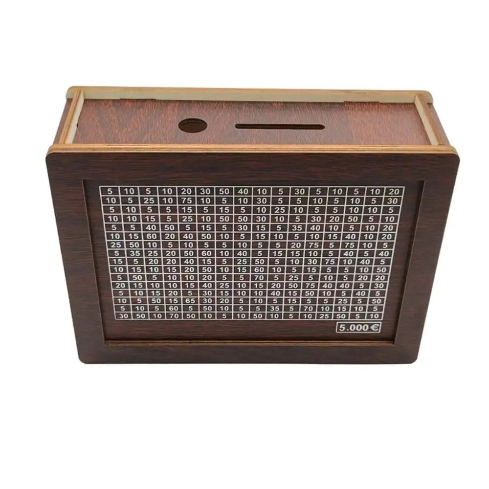 Wooden Piggy Bank With Money Goal Counter