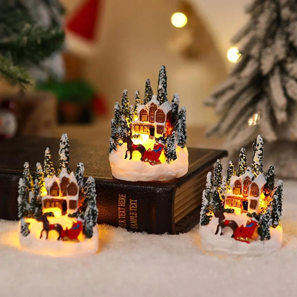 LED Christmas Village House Figurines