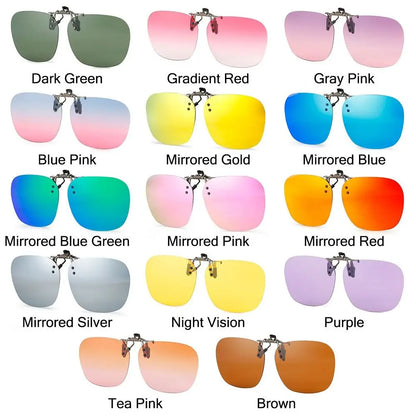 Polarized Clip-On Sunglasses – Flip Up Square Shades for Prescription Glasses, UV400