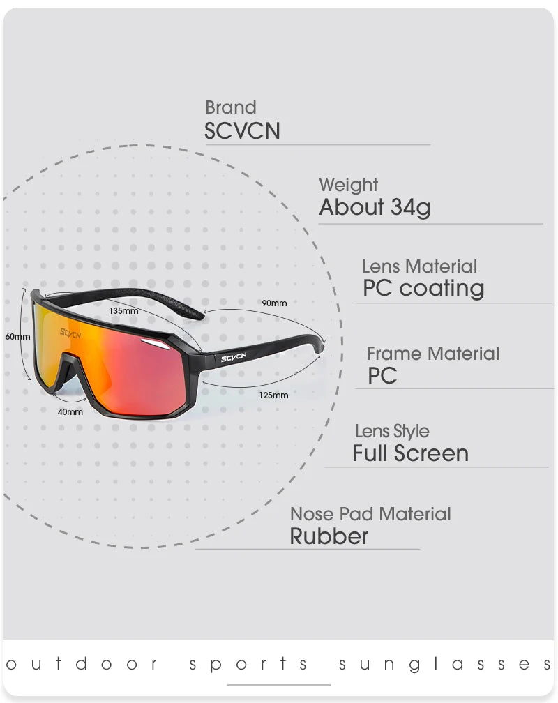 SCVCN Cycling Sunglasses – UV400 MTB Bike Goggles for Men & Women