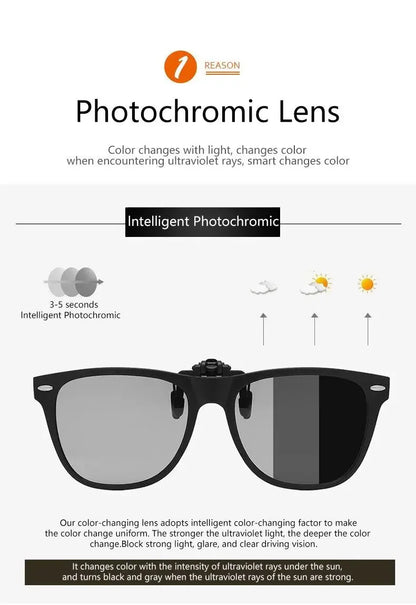 Polarized Clip-On Sunglasses – Anti-Glare Night Vision Driving Goggles, Vintage Square