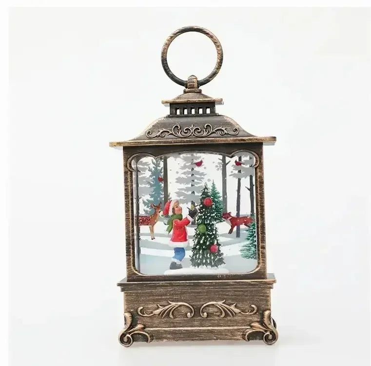 Lighted Christmas Snow Globe Lantern