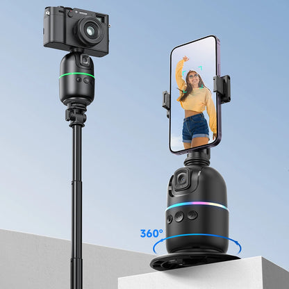 360° Auto Face Tracking Tripod – AI Phone Holder with Gesture Control