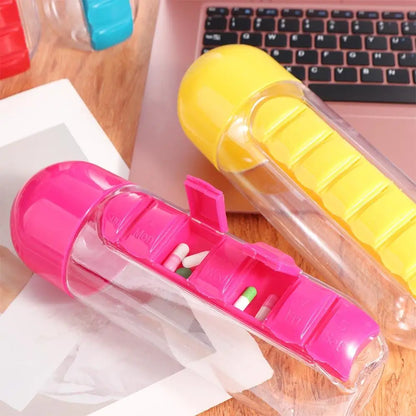 2-in-1 Water Bottle with 7-Day Pill Organizer