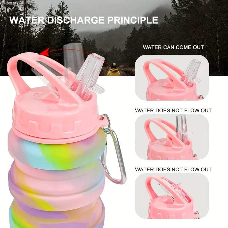Foldable Silicone Water Bottle 500ML | Leakproof BPA Free