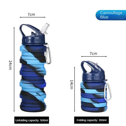 Foldable Silicone Water Bottle 500ML | Leakproof BPA Free