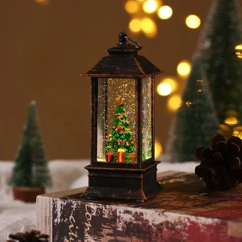 Lighted Christmas Snow Globe Lantern