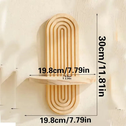 Boho Style Wooden Wall Mounted Storage Rack