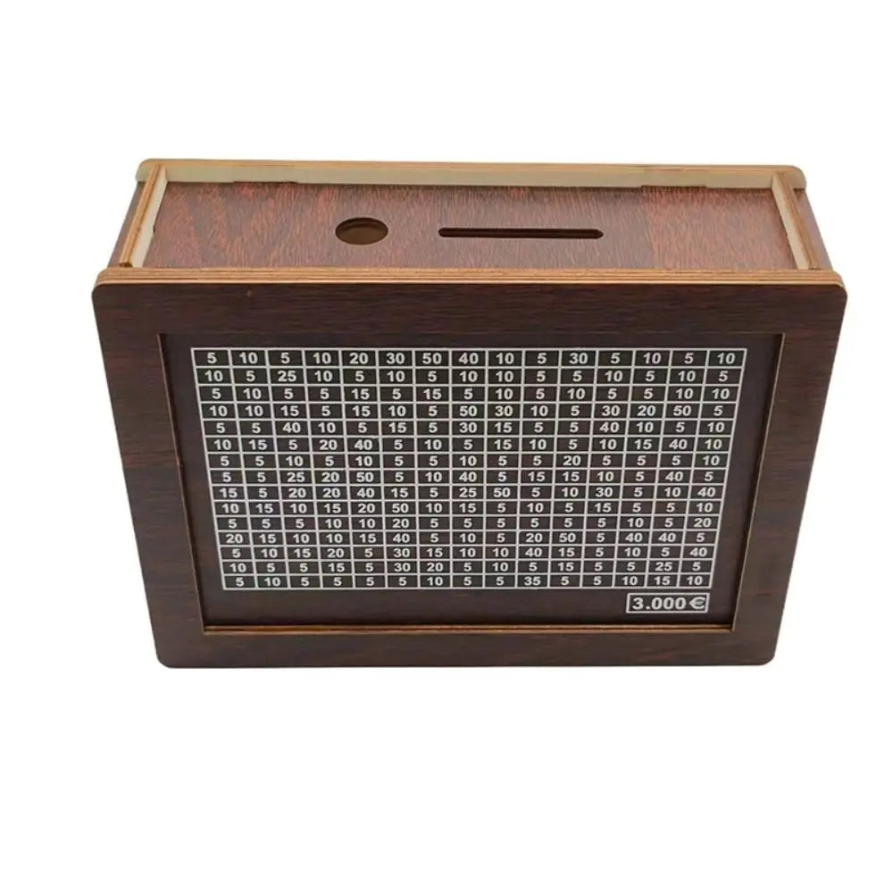 Wooden Piggy Bank With Money Goal Counter