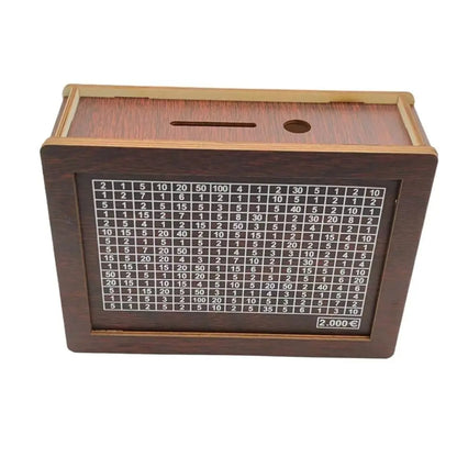 Wooden Piggy Bank With Money Goal Counter