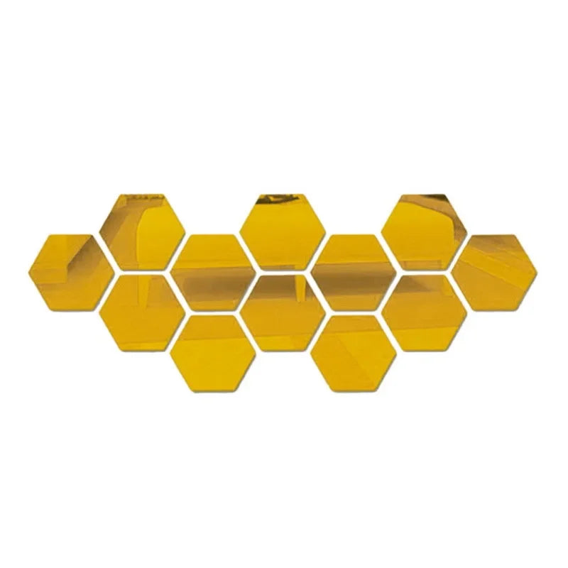 3D Hexagon Acrylic Mirror Stickers