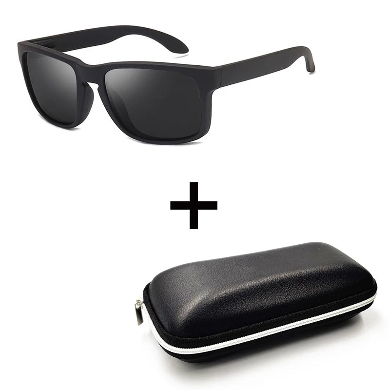 Classic Black Square Polarized Sunglasses – UV400 Sport & Fashion