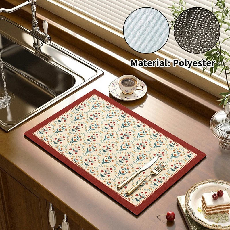 Printed Absorbent Dish Drying Mat