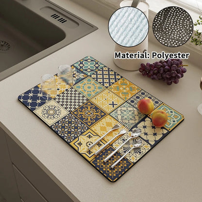 Printed Absorbent Dish Drying Mat