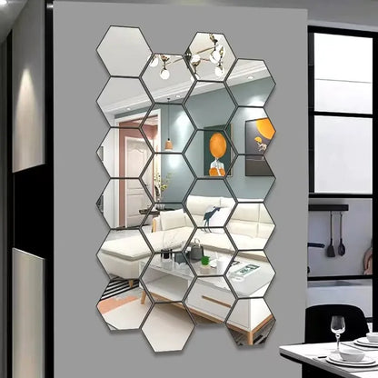 3D Hexagon Acrylic Mirror Stickers