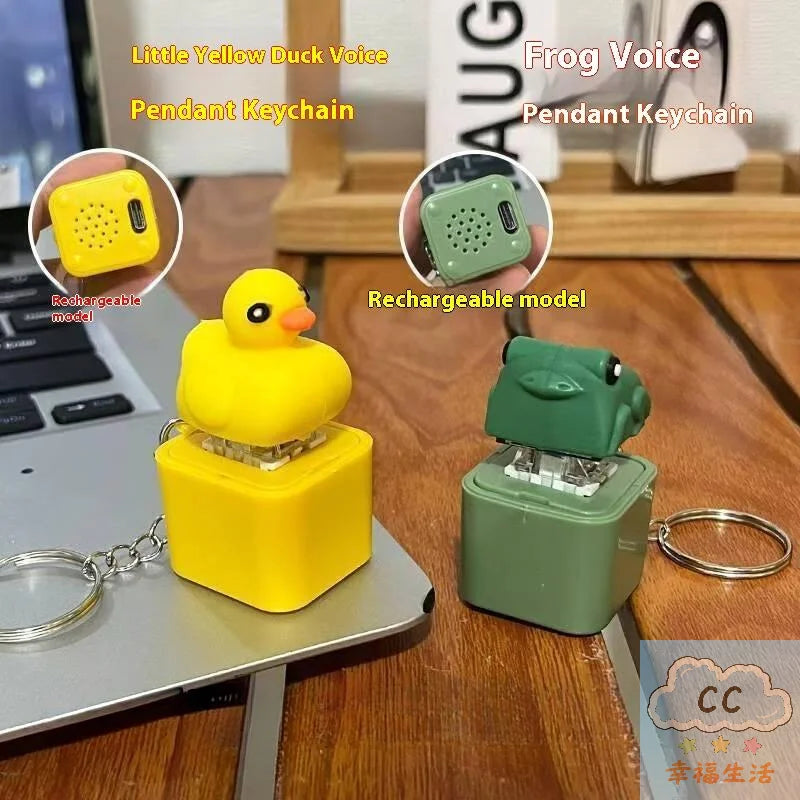 Funny Frog Duck Keychain Fidget Clicker with LED