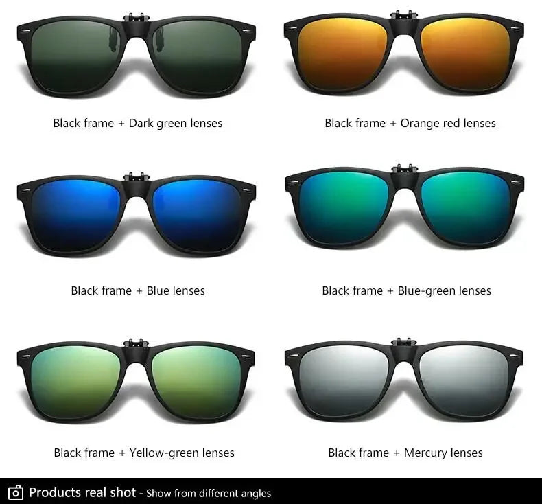 Polarized Clip-On Sunglasses – Anti-Glare Night Vision Driving Goggles, Vintage Square