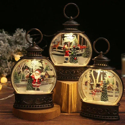 Lighted Christmas Snow Globe Lantern
