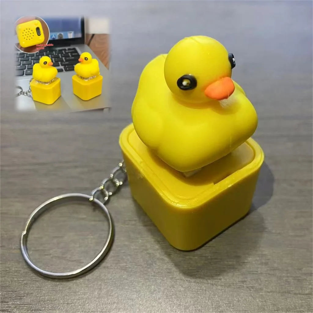 Funny Frog Duck Keychain Fidget Clicker with LED