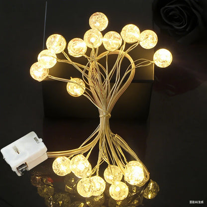 LED Crack Ball Lights String Garland