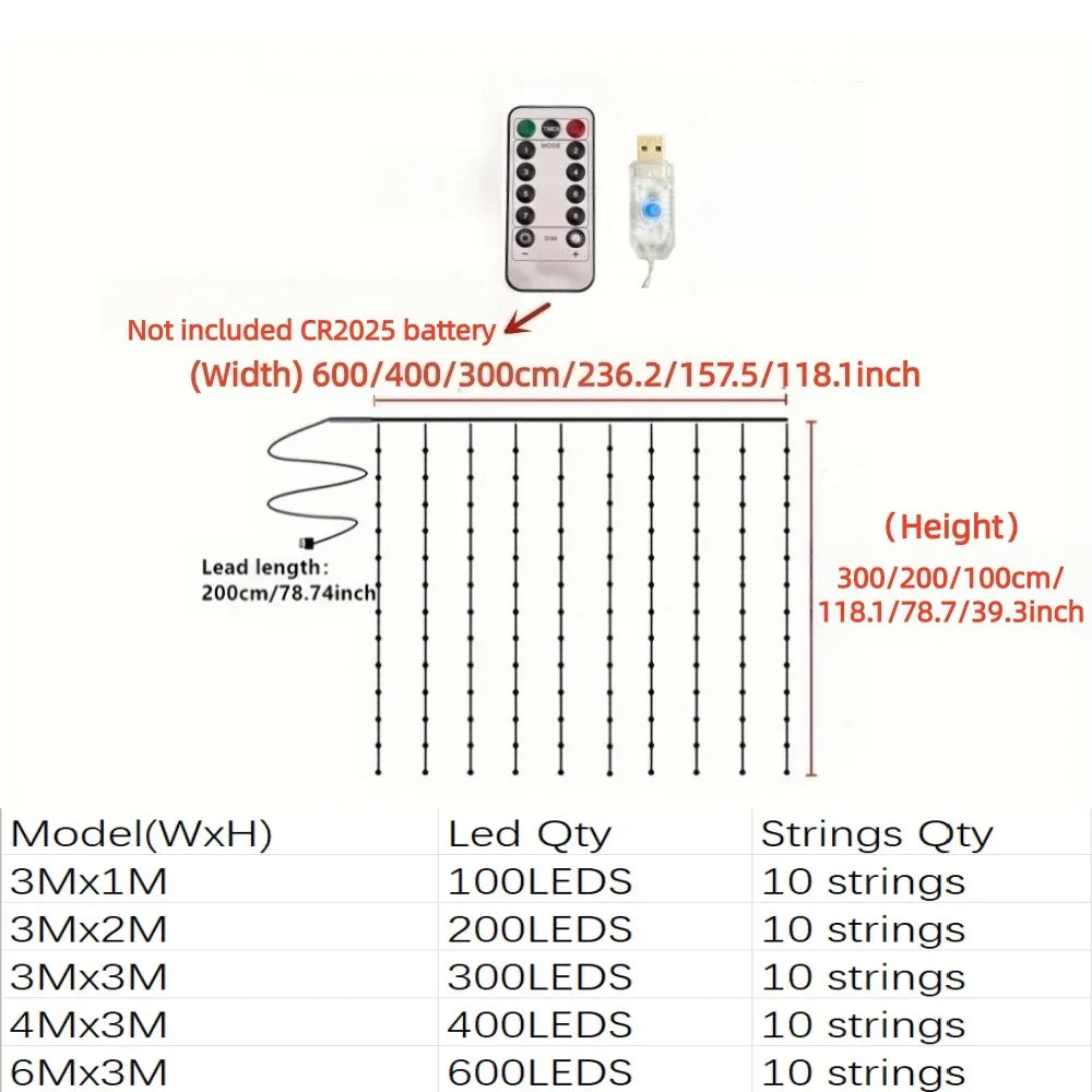 LED Curtain Fairy String Lights Decoration