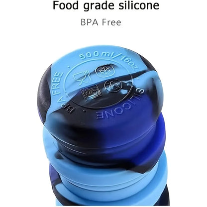 Foldable Silicone Water Bottle 500ML | Leakproof BPA Free
