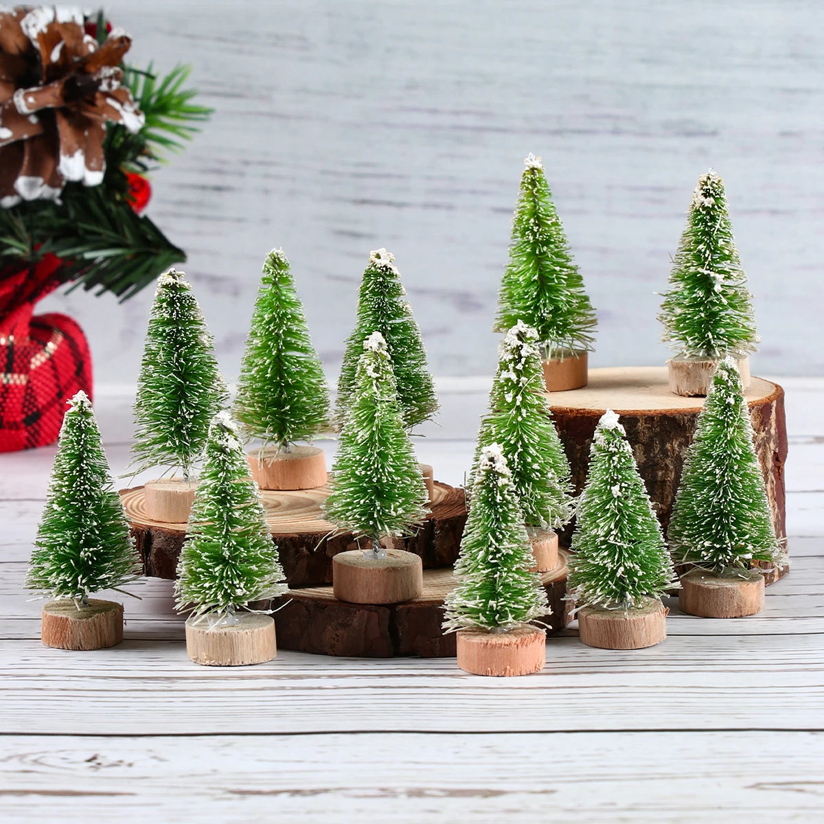 Artificial Mini Wooden Tabletop Christmas Tree