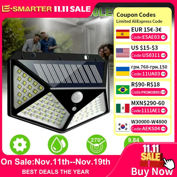 LED Solar Motion Sensor Wall Light