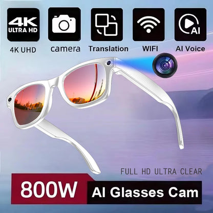800W AI Camera Smart Glasses – Color-Changing, Translation, Photo & Video, Waterproof