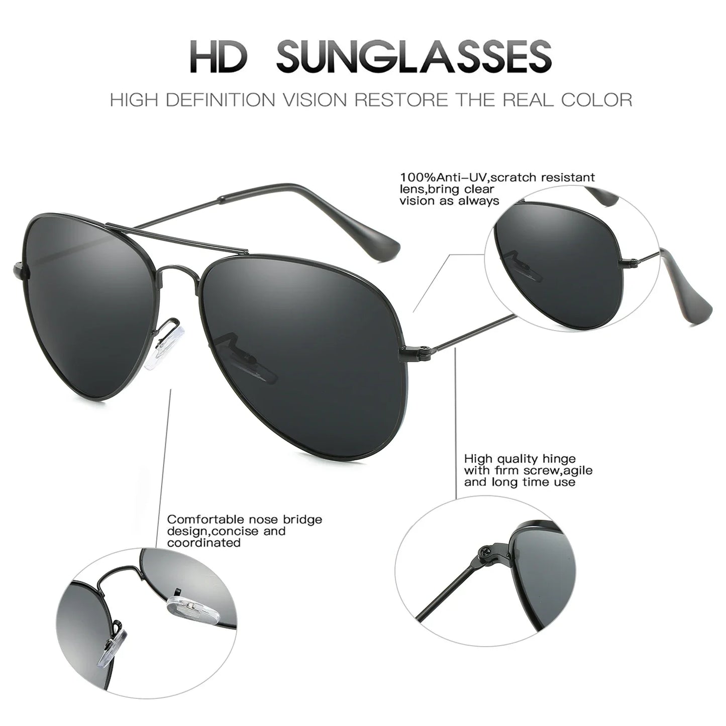 Men's Luxury Polarized Sunglasses – UV400 Square Alloy Frame
