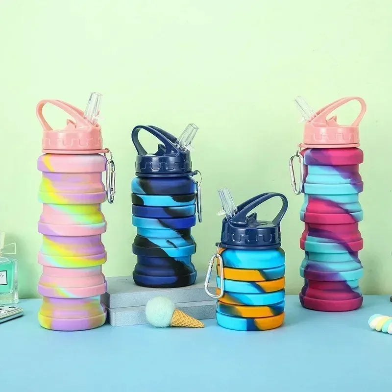 Foldable Silicone Water Bottle 500ML | Leakproof BPA Free