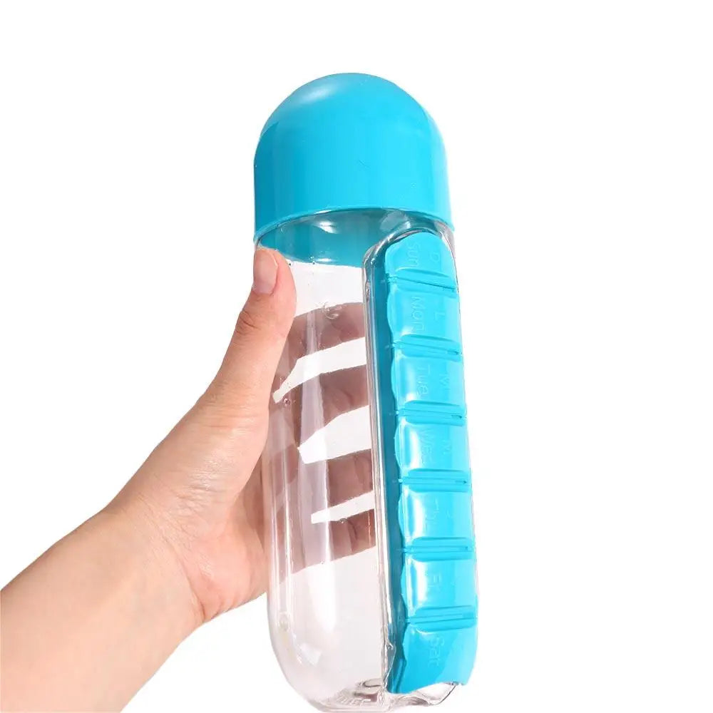 2-in-1 Water Bottle with 7-Day Pill Organizer