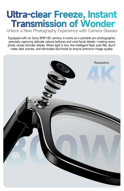 800W AI Camera Smart Glasses – Color-Changing, Translation, Photo & Video, Waterproof