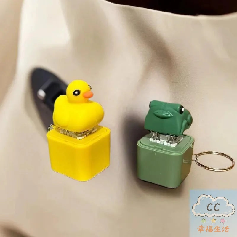 Funny Frog Duck Keychain Fidget Clicker with LED