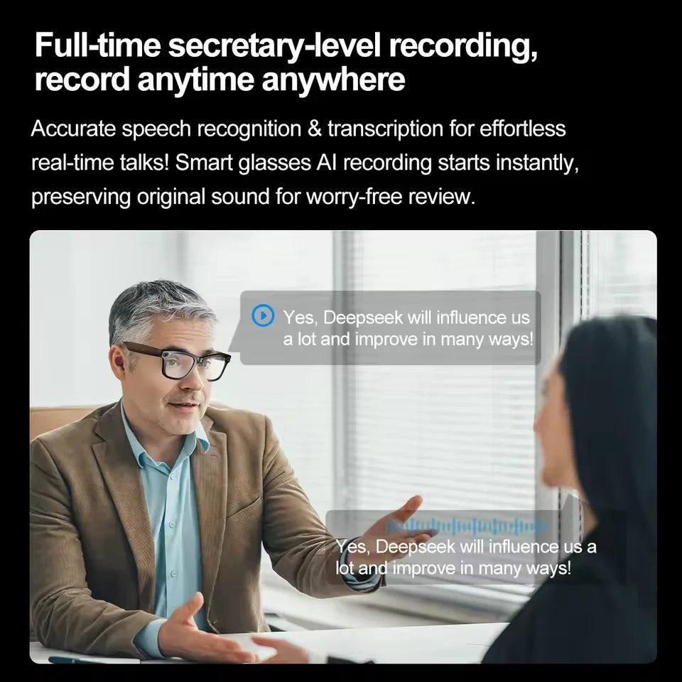 800W AI Camera Smart Glasses – Color-Changing, Translation, Photo & Video, Waterproof