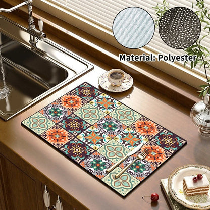 Printed Absorbent Dish Drying Mat
