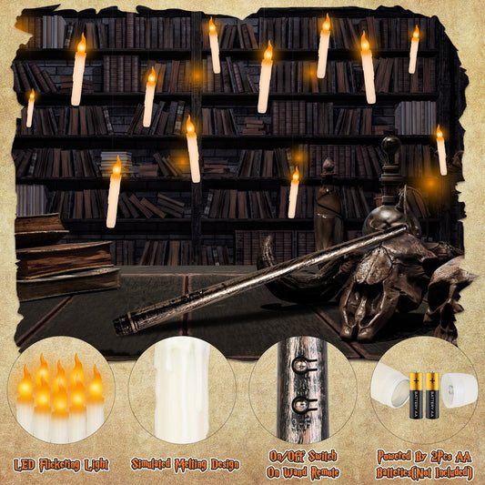 Floating LED Candles Set with Magic Wand Remote – 12PCS Flameless Lights