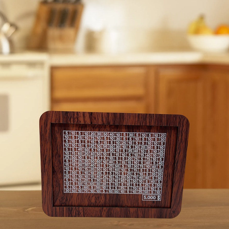 Wooden Piggy Bank With Money Goal Counter